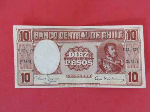 Billete Chile 10 Pesos Firmado Figueroa-mackenna Año 1960