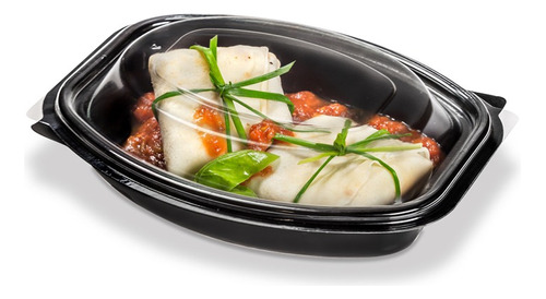 50 Bandeja Plastica Descartable Bandex 153byt Sushi Negra