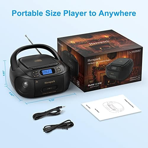Reproductor De Cd Portátil Con Bluetooth, Hernpark Boombox R