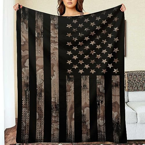 Manta De Camuflaje Con Bandera Americana, Súper Suave, Micro