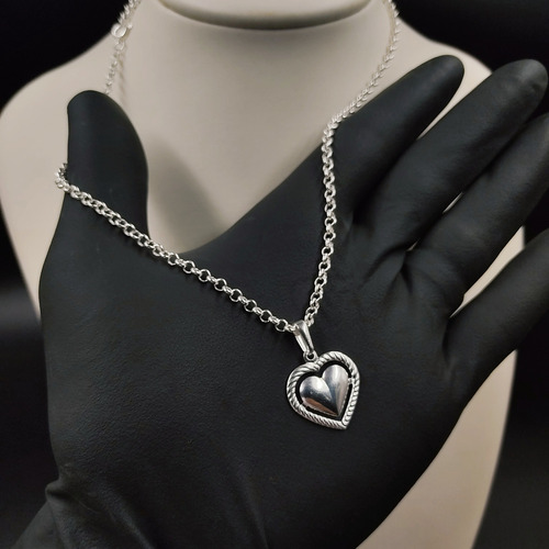 Colar 3mm Feminino Com Pingente Em Prata 925 Com Cor Prateado