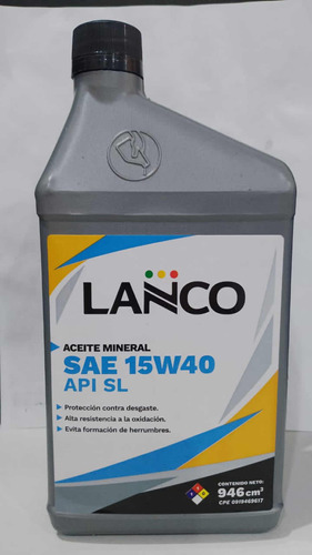 4 Litros Aceite Mineral  15w40 Lanco + Filtro De Aceite 