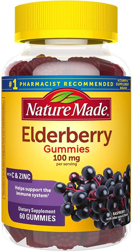 Elderberry Con Vitamina C Y Zinc Nature Made 60 Gomitas