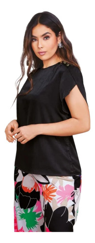 Blusa Casual Manga Corta Negro 915-24 Cklass