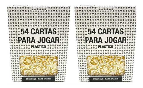 2 Baralho Dourado Copag Poker Truco Naipe Grande Plástico