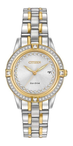 Tfe1154-57a Reloj Citizen Eco Drive Crystal Plateado/dorado