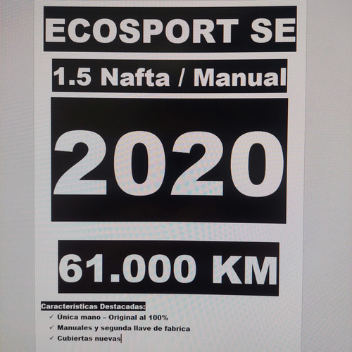 Ford Ecosport 1.5 Se 123cv 4x2 Manual