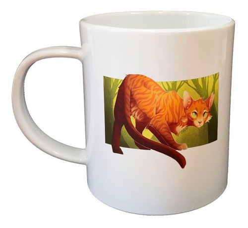 Taza De Plastico Gato Atigrado Naranja Ilustracion