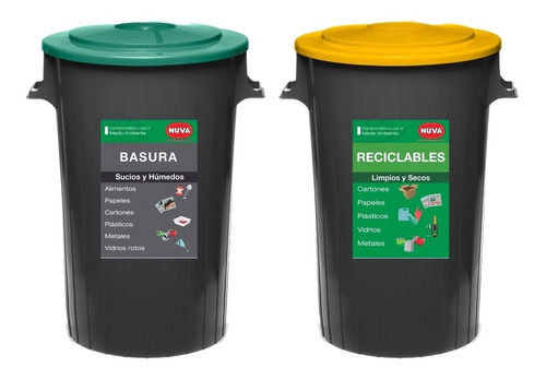 2 Tachos Basura 68 L Cesto Residuos 1 Basura + 1 Reciclables