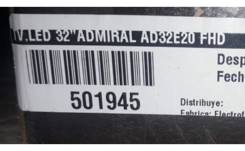 Smart Tv Admiral 32 .pantalla Rota. Nuevo.con Control Remoto
