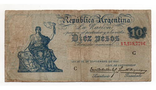 Billete 10 Pesos M$n Caja Conversion Progreso Bottero 1634