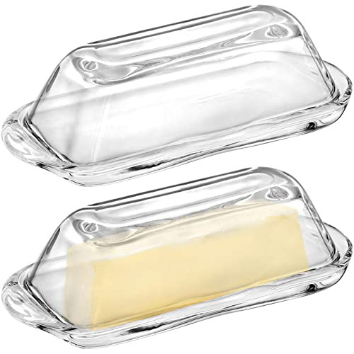 Okllen 2 Pack Plato De Mantequilla De Vidrio Tapa, Reci...