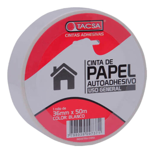 Cinta De Papel Blanca Enmascarar Pintor Tacsa 36 Mm X 50 Mts