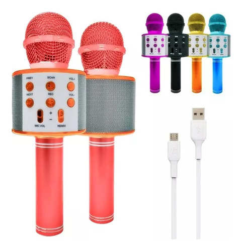 Microfono Karaoke Bluetooth Altavoz Ws 858 Niños Infantil