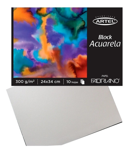 Block Fabriano Acuarela 10 Hojas 300g 24x34cm Artel