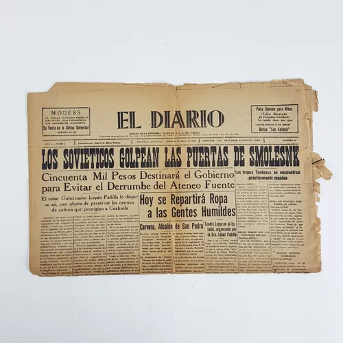 Periódico Portada Antiguo Segunda Guerra Mundial 1942 en venta en Monterrey  Nuevo León por sólo $   Mexico