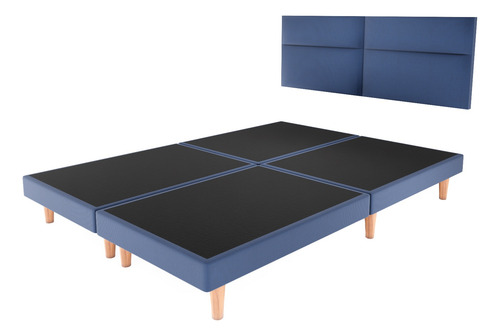 Recamara Base Cama Box Cabecera Cairo Azul Individual