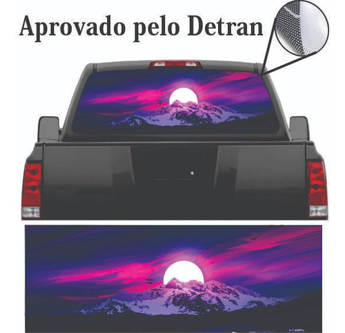 Adesivo Perfurado Vidro Traseiro Céu Róseo Pickup Suvs