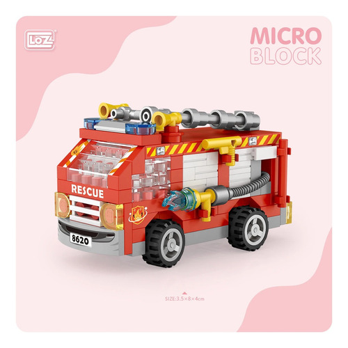 Modelo De Mini Camión De Bomberos: Juguete De Construcción D