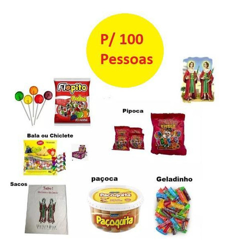 Kit Cosme E Damião Doces Festa Para 100 Pessoas + Saquinhos