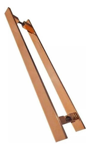 Puxador Inox Duplo P/ Porta Barra Chata Rose Gold Cobre 40cm