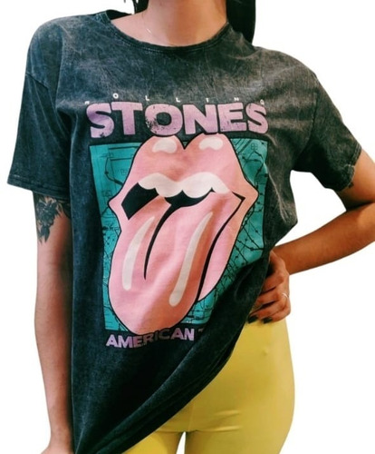Remera Rolling Stones American Tour 81 Mujer Nevada 