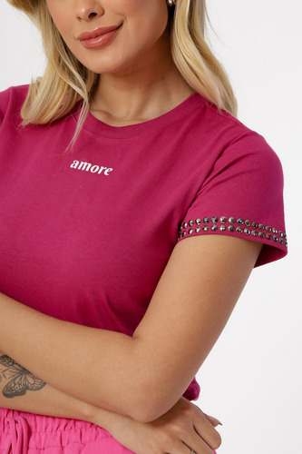 Babylook Feminina Luxo Com Pedrarias Camiseta Blusinha