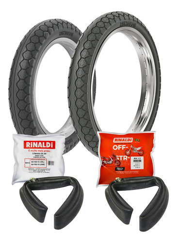 Par Pneu Novo 80/100-14 (t) 2.50 17 (d) Biz Kit +par Câmara
