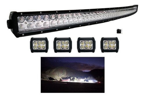 Barra Led Curva 52 PuLG + 4 Faros +  Switch Regalo