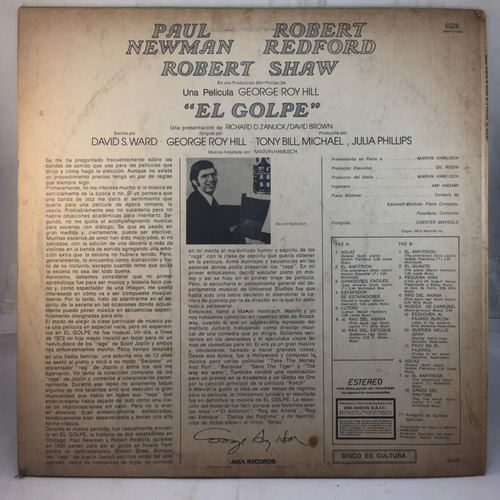 Scott Joplin - El Golpe - Sountrack - Vinilo Lp (Usado)