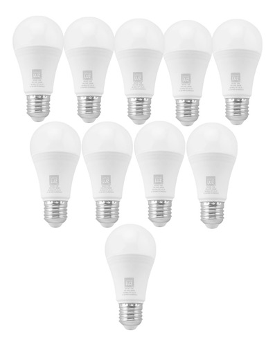 Kit 10 Lâmpadas Led Bulbo 15w 6500k Bivolt Ultra Luz Luz Branco-frio 127/220v