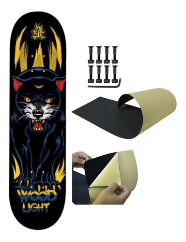 Imagem 1 de 5 de Shape Skate Woodlight 8.0 Lixa Emborrachada Parafuso Base