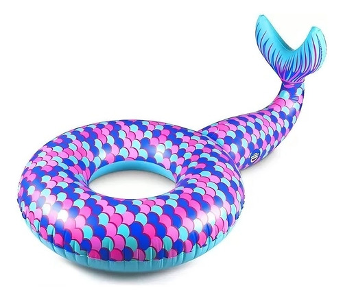 Flotador Inflable Con Cola De Sirena Gigante Bigmouth Inc Color Celeste
