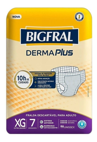 Fralda Geriátrica Bigfral Derma Plus Tamanho Xg - 8 Pacotes