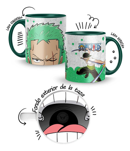 Tazas Duo One Piece Zoro Luffy Amistad Fondo Boca 3d Verde / Roja Taza Duo One Piece Amistad Zoro Luffy