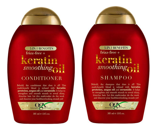 Pack Ogx Keratin Oil: Shampoo 385ml + Acond 385ml