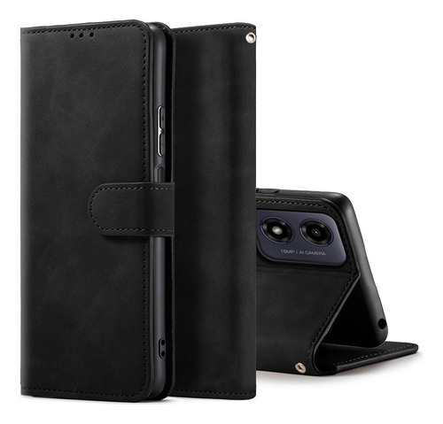 For Motorola Moto G04 Pu Wallet Magnetic Clasp Card Case -z