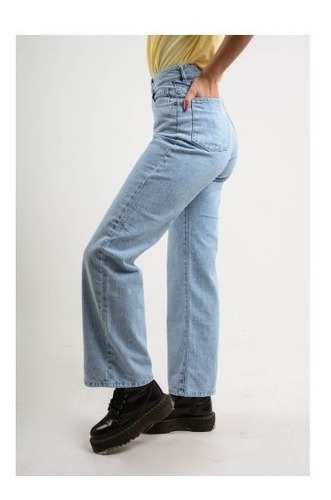 Mom Jeans Mujer Pantalon Vintage Ancho Tiro Alto Rígido Wide