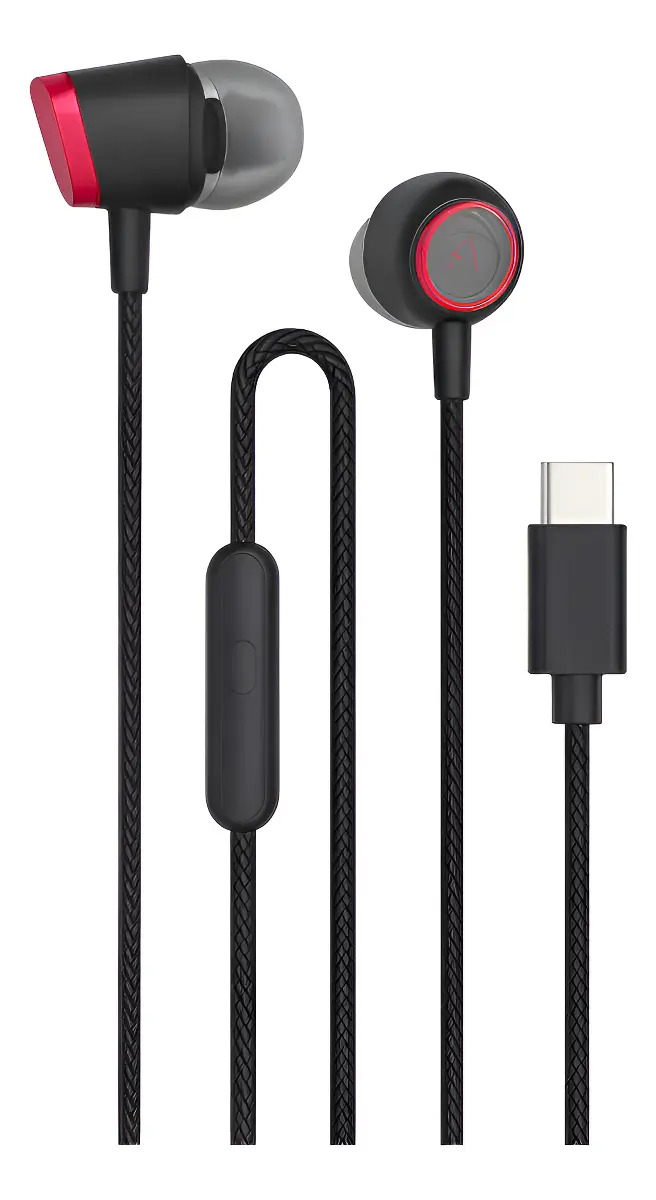 Fone Ouvido Usb-c Com Fio Microfone E Controle Volume +/- Cor Preto