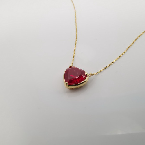 Imagen 6 de 7 de Oferta! Cadena De Oro 18k Sólido Corazón De Rubí
