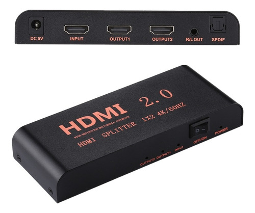 Splitter Hdmi Divisor Amplificador 1080p 4k 3d 1x2 2 Salidas