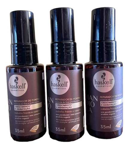 Kit 3 Reparador De Pontas Haskell Mandioca 35ml