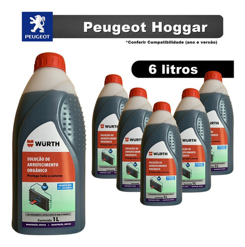 Fluído Aditivo Radiador Verde Azulado Peugeot Hoggar 1.4 -6l