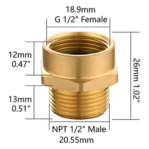 Adaptador Bsp A Npt, G1/2 A Macho 1/2 Npt Hembra