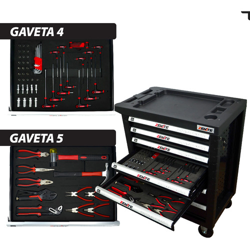 Carrinho De Ferramentas 7 Gavetas 191 Ferramentas Completo Cor Preto