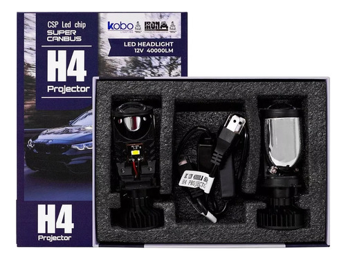 Kit Cree Led H4 Canbus Csp Proyector Con Lupa 40000 Lm 