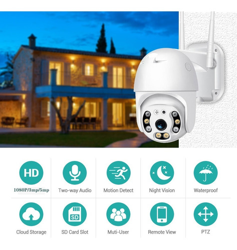 Imagen 4 de 10 de Camara Ptz Ip 3mp Inalambrica Exterior+micro Sd 64gb Icsee