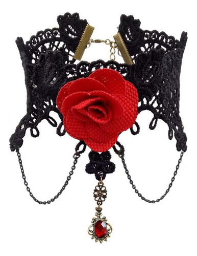 Qrettie Gargantilla Para Mujer, Collar De Encaje Negro Gótic