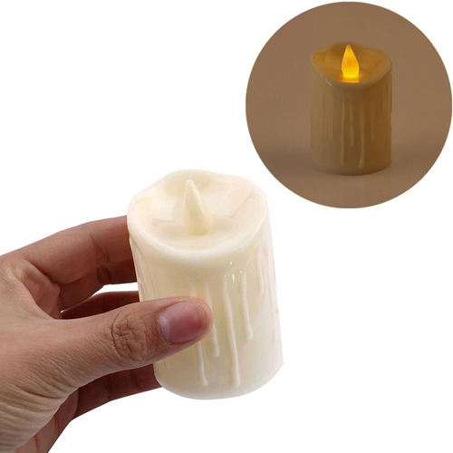 Set 12 Velas Derretidas Led Blanco Calido + Pilas Grande