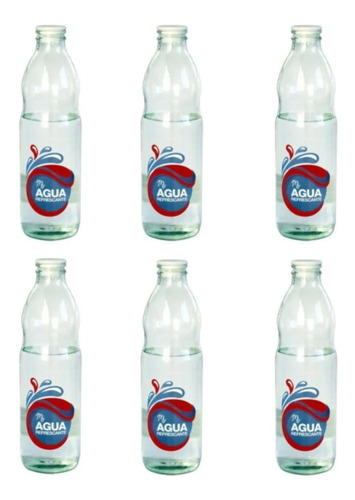 6 Botellas Jarras De Vidrio 1 Litro Agua Con Tapa Siena